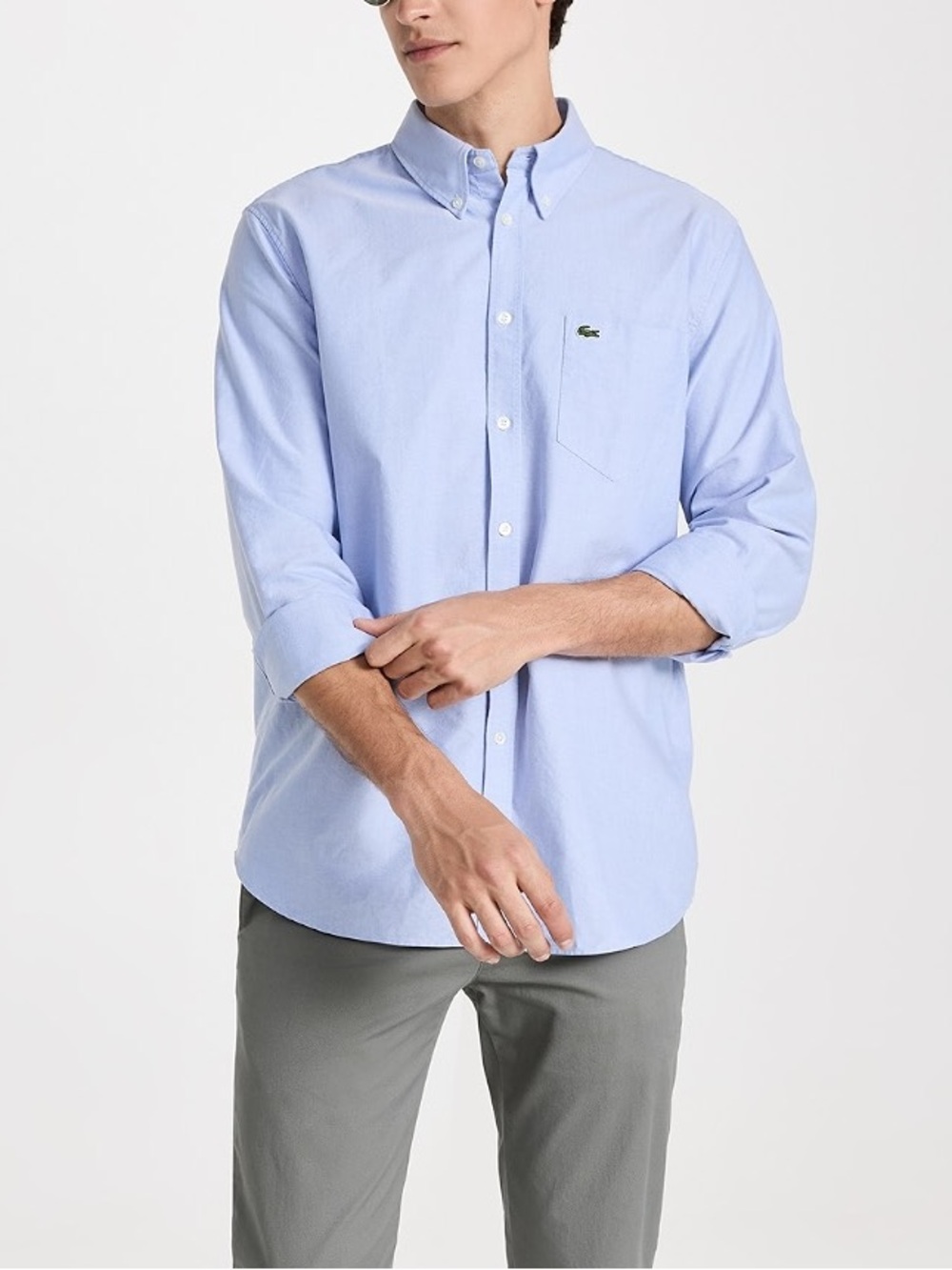Lacoste NWT Regular Fit Oxford Cotton Shirt in Blue - Picture 3 of 13